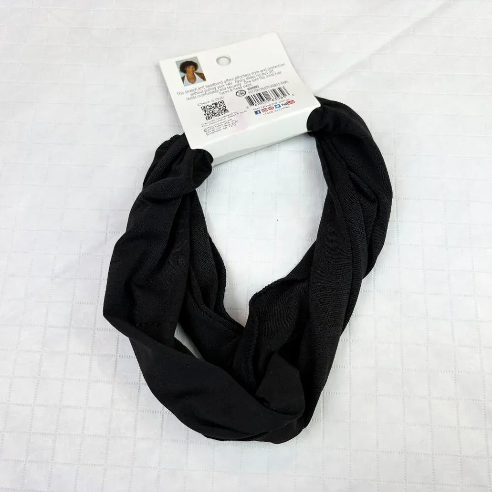 Zumma Black Stretch Knit Crisscross Turbanette Headband